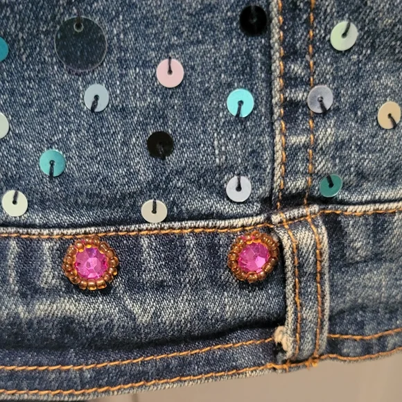 Berek Dimen Blue and Green Jean Jacket with Dinosaur Embellishments - Picture 7 of 13